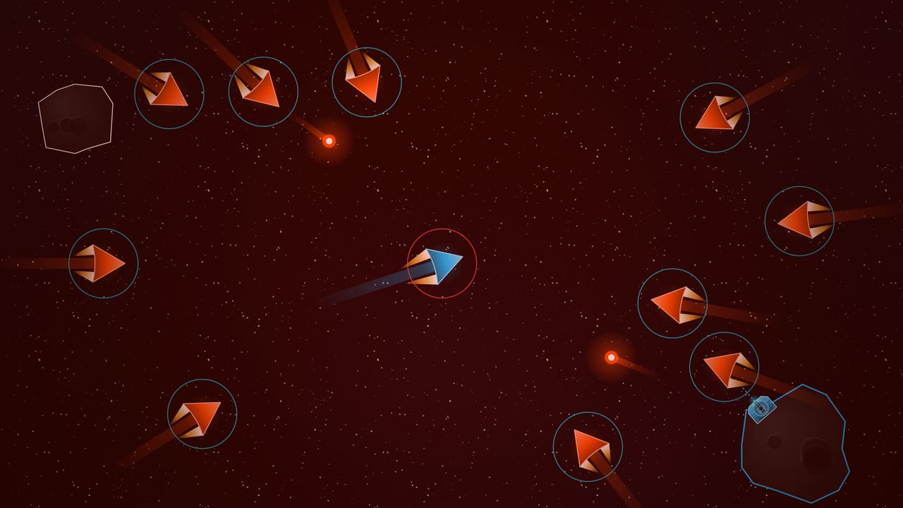 A lone ship surrounded by a crimson Bone Collector swarm during a Bonefall